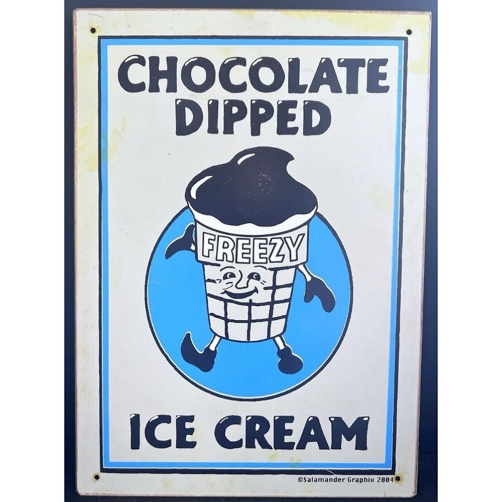 2004 Chocolate Dipped Ice Cream 14-1/4" x 10-1/4" Tin Sign by Salamander‎ (1452)